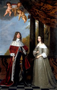Gerrit van Honthorst - Portret van Friedrich Wilhelm I, keurvorst van Brandenburg (1620-1688) en zijn echtgenote Louise Henriette van Nassau (1627-1667) Rijksmuseum