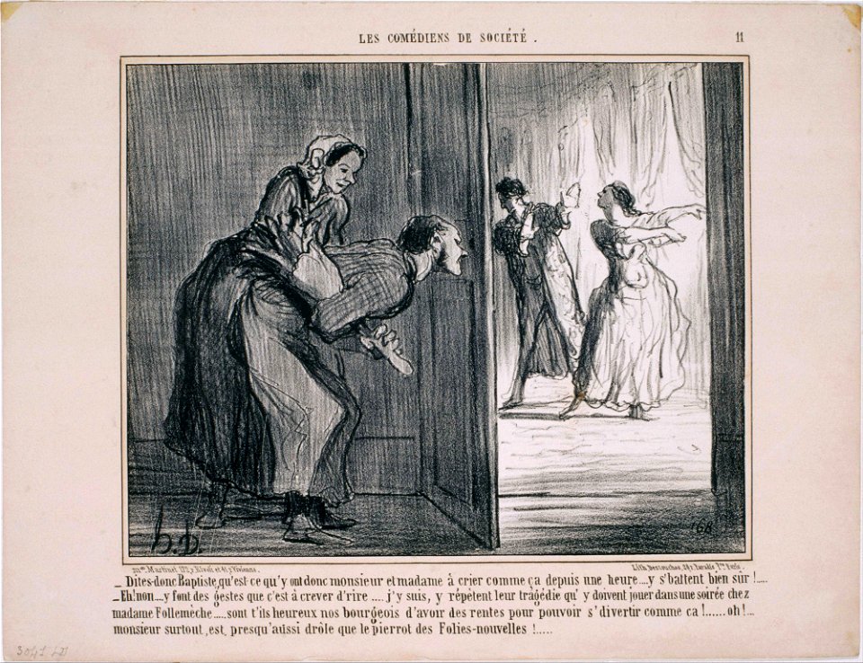 Honoré Daumier - Les Comédiens de Société- Dites-donc Baptiste, qu'est ce qu'y ont donc… - Google Art Project