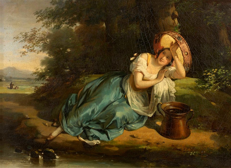 Hortense Haudebourt-Lescot - Une jeune Italienne s'abritant du soleil sous son tambour de basque