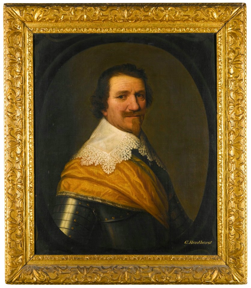 Honthorst - PORTRAIT OF A GENTLEMAN, HEAD AND SHOULDERS, WITH A GOLD SASH AROUND HIS ARMOUR, lot.726