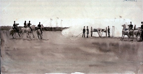 Horse artillery firing a field gun salute RMG PU9975 2