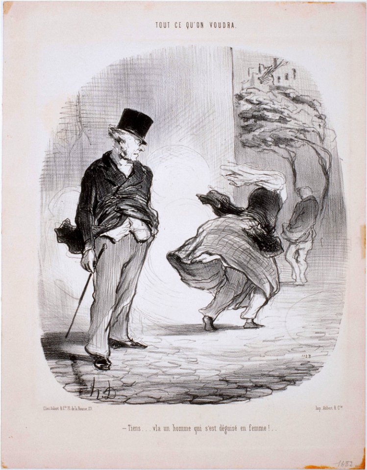 Honoré Daumier - Tout ce qu'on voudra- Tiens...V'la un homme qui s'est déguisé en femme… - Google Art Project