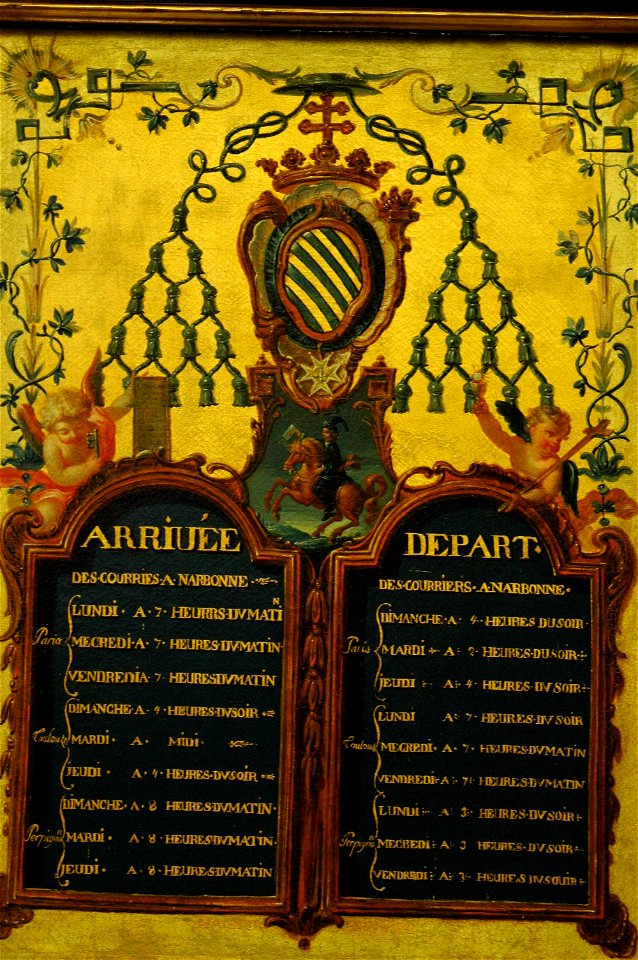 Horaires des courriers de Narbonne en 1750