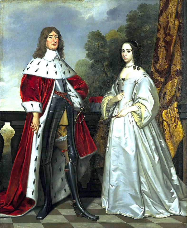 Gerrit van Honthorst - Portret van Friedrich Wilhelm I, keurvorst van Brandenburg (1620-1688) en zijn echtgenote Louise Henriette van Nassau (1627-1667)