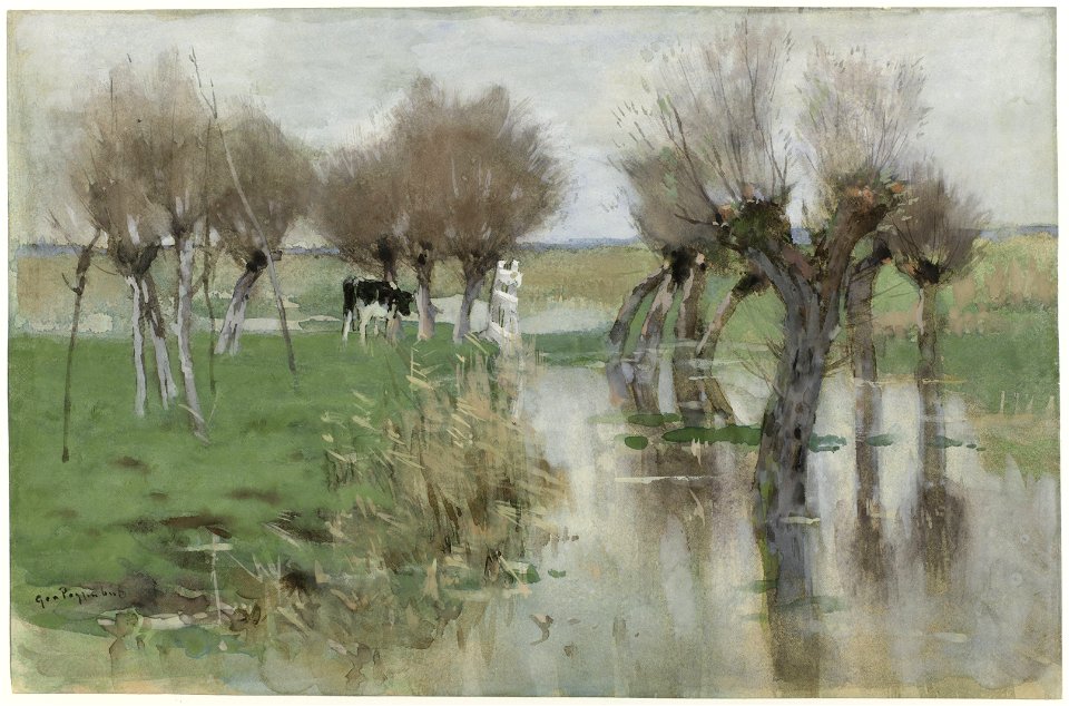Hoog water in het weiland Rijksmuseum SK-A-2488
