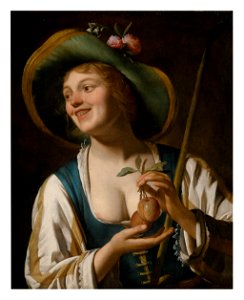Honthorst - SHEPHERDESS HOLDING PLUMS, Property from Salomon Lilian Dutch Old Master Paintings, Geneva