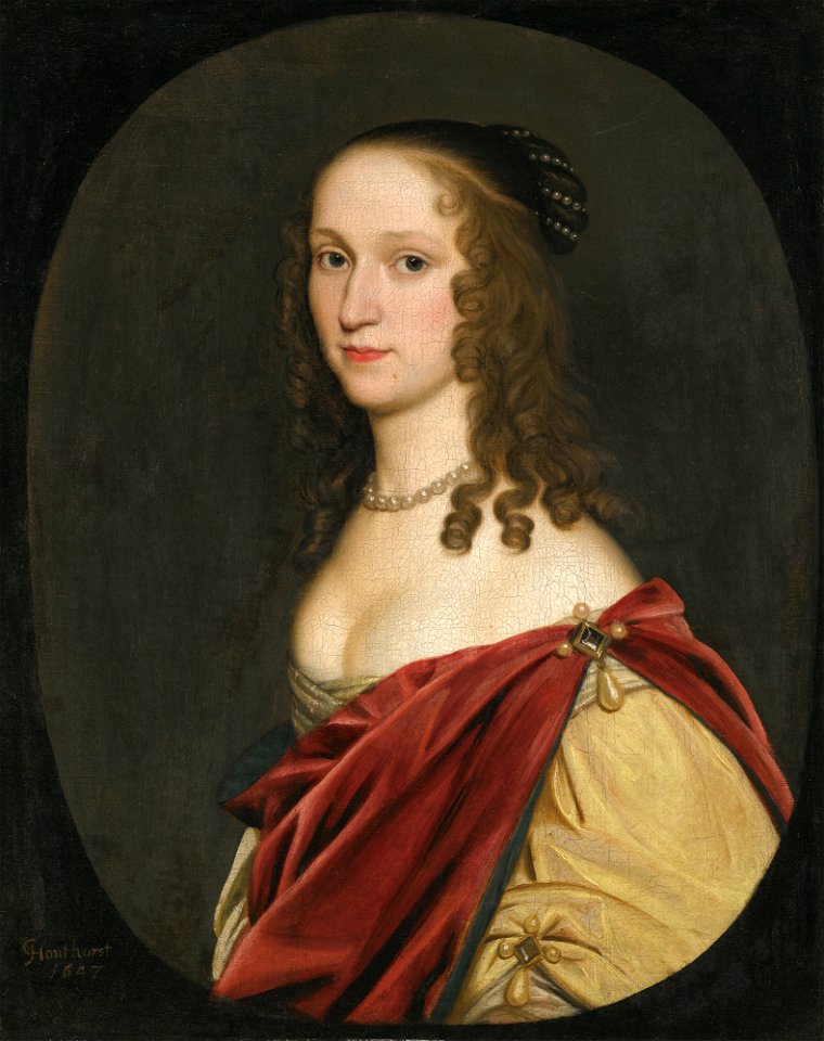 Honthorst - PORTRAIT OF A LADY, HALF LENGTH, WEARING A RED CLOAK, lot.179