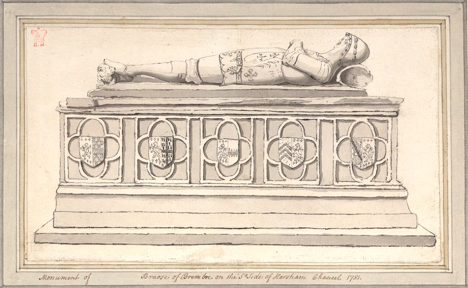 Horsham Church Braose monument by Samuel Hieronymus Grimm 1781
