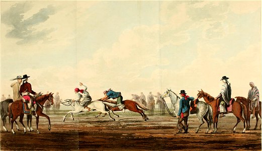Horse race, Buenos Aires. Free illustration for personal and commercial use.