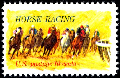 Horse Racing 10c 1974 issue U.S. stamp. Free illustration for personal and commercial use.