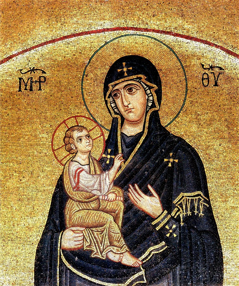 Hosios Loukas (nave, lunette on east wall of south cross-arm) Virgin Mary 01