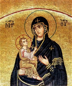Hosios Loukas (nave, lunette on east wall of south cross-arm) Virgin Mary 01