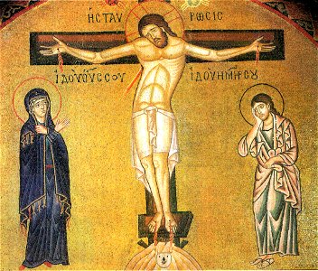 Hosios Loukas (narthex) - East wall, left (Crucifixion) 04