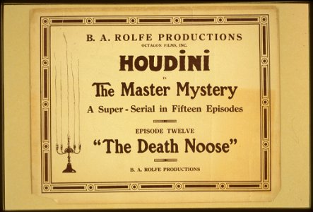 Houdini in The master mystery a super-serial in fifteen episodes. LCCN2014635604. Free illustration for personal and commercial use.