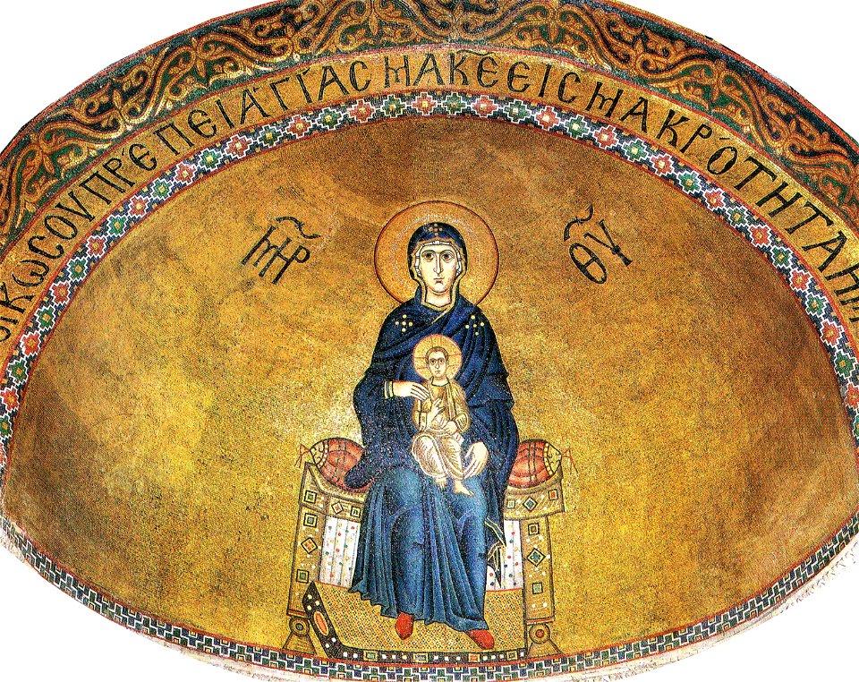 Hosios Loukas Katholikon (conch of the apse) - Virgin with child 02