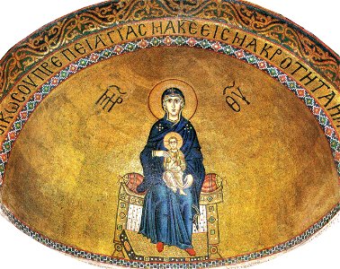 Hosios Loukas Katholikon (conch of the apse) - Virgin with child 02