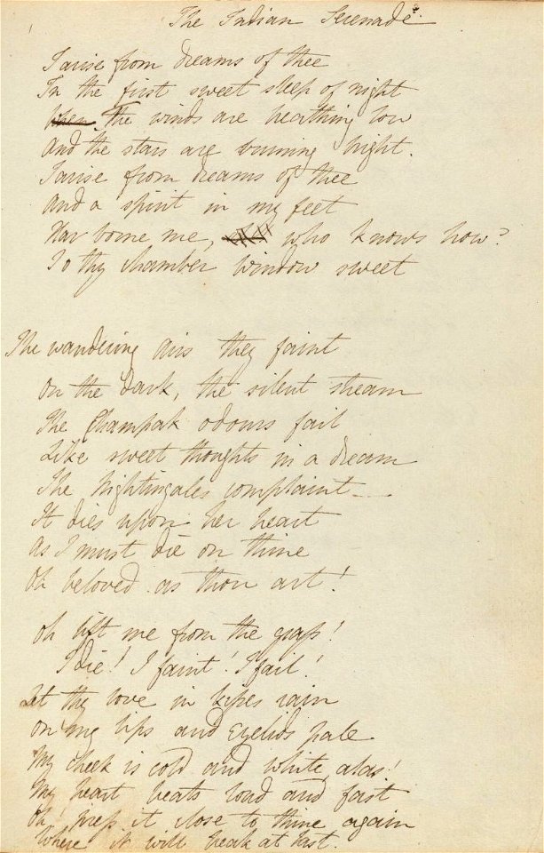Houghton MS Eng 258.2 - Shelley, The Indian Serenade