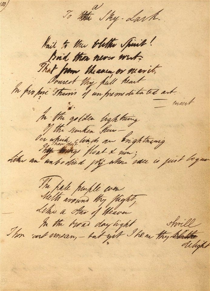 Houghton MS Eng 258.2 - Shelley, To a Skylark 1