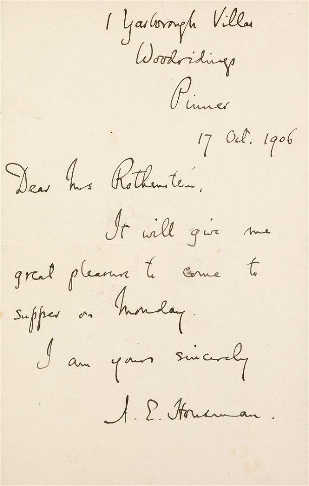 Houghton MS Eng 1148 (740) - Housmann to Rothenstein, 17 Oct 1906