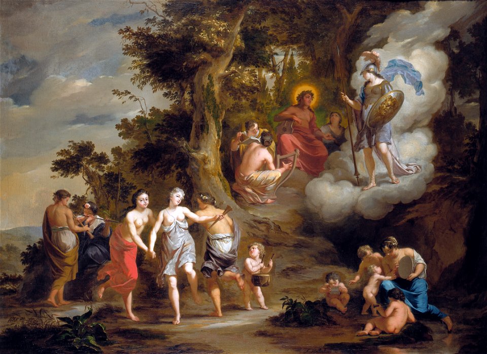 Houbraken, Arnold - Pallas Athene Visiting Apollo on the Parnassus - 1703