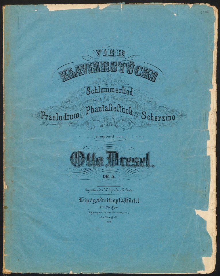 Houghton Mus.D8163K op.5 - Vier Klavierstücke, cover