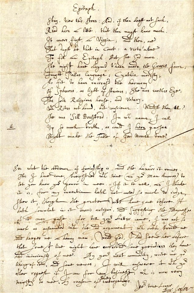 Houghton MS Lowell Autograph File 185, Jonson