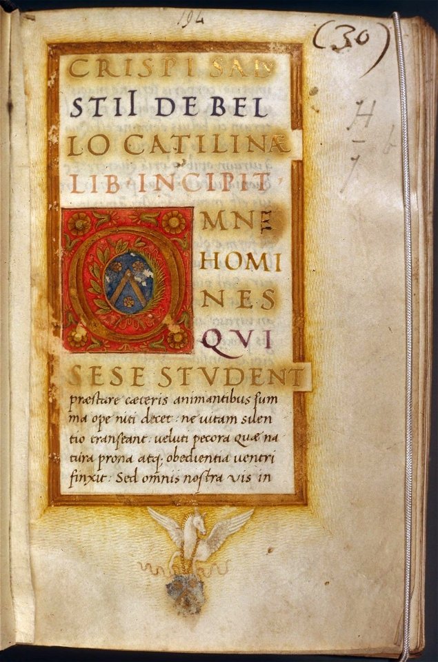 Houghton MS Richardson 17 - Sallust manuscript, ca. 1490, f1