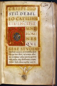 Houghton MS Richardson 17 - Sallust manuscript, ca. 1490, f1