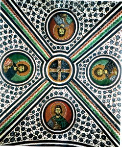 Hosios Loukas Crypt (central groin vault) - Eustace, Mercurios, Nicetas and Nestor