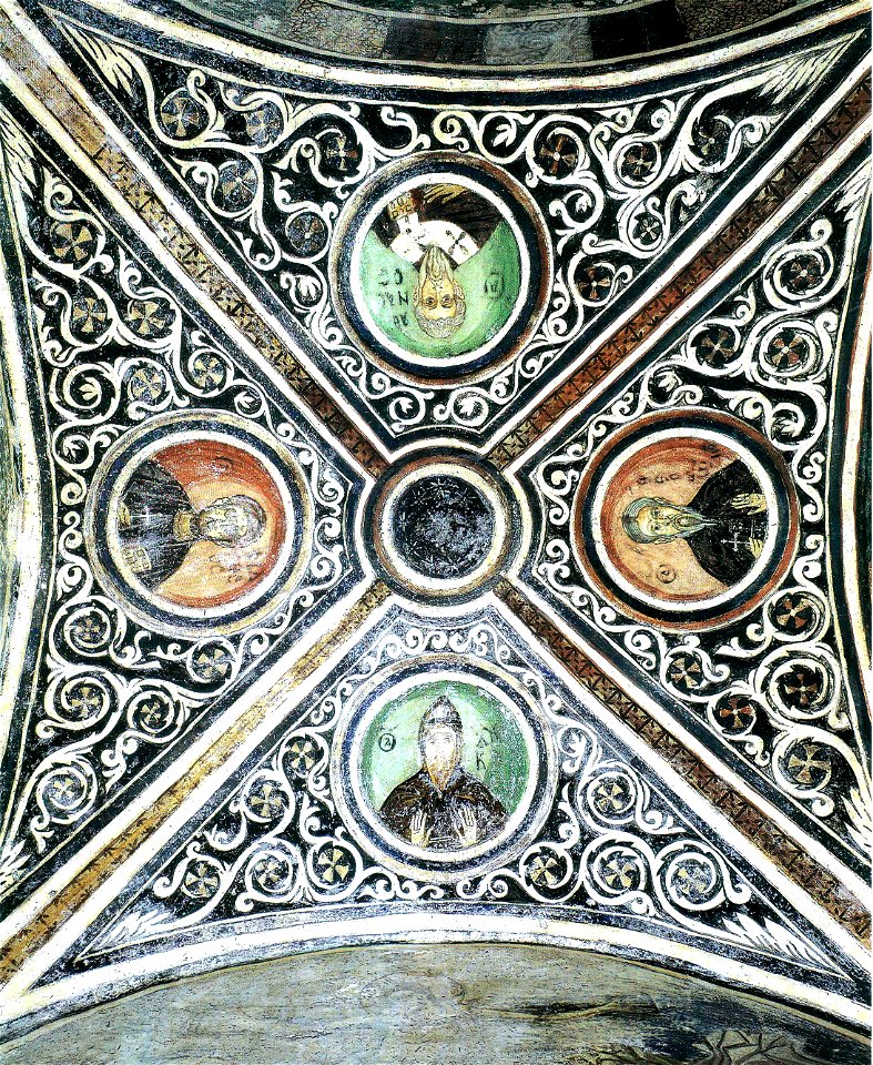 Hosios Loukas Crypt (north east groin-vault) - Luke, Theodosios, Athanasios, Philotheos