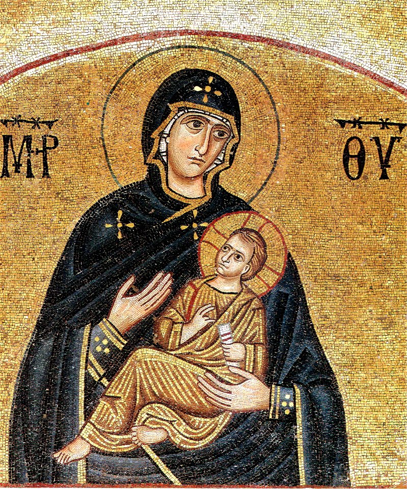 Hosios Loukas (nave, lunette on east wall of north cross-arm) Virgin Mary 01