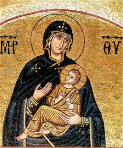Hosios Loukas (nave, lunette on east wall of north cross-arm) Virgin Mary 01