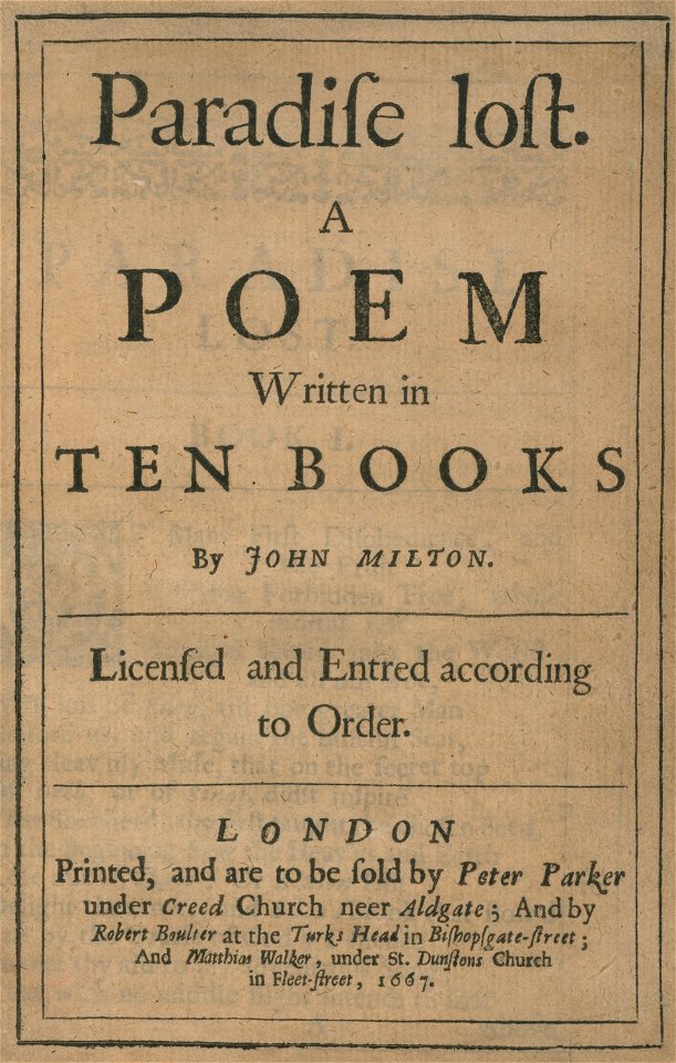 Houghton EC65.M6427P.1667aa - Paradise Lost, 1667
