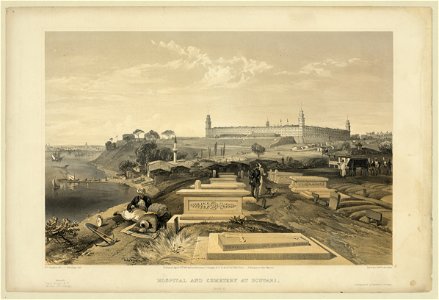 Hospital and cemetery at Scutari - W. Simpson del. ; J. Needham, lith. ; Day & Son, Lithrs. to the Queen. LCCN2004679187