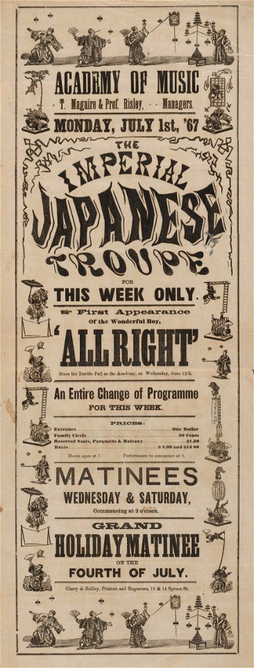 Houghton TCS 65 - Playbill, Imperial Japanese Troupe, 1867