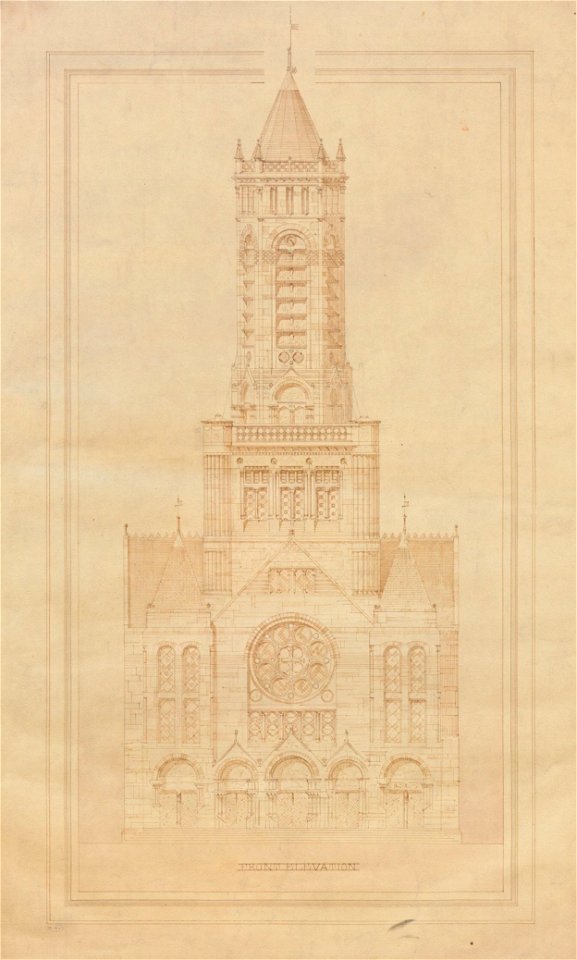 Houghton MS Typ 1096 (TC B1) - Design of Trinity Church, Boston, 1872
