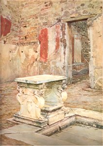 House with impluvium and marble table in Pompeii by Luigi Bazzani