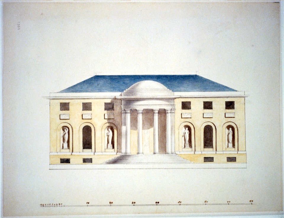 House (Tudor Place) for Thomas and Martha Custis Peter, 1644 31st Street, N.W., Georgetown, Washington, D.C. Front elevation rendering LCCN2002712414