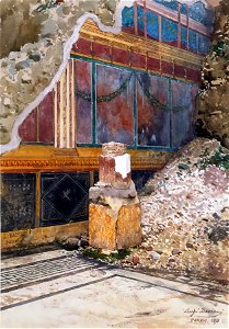 House of the Silver Wedding in Pompeii watercolor by Luigi Bazzani