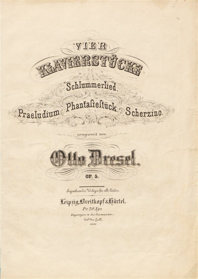 Houghton Mus.D8163K op.5 - Vier Klavierstücke, title page