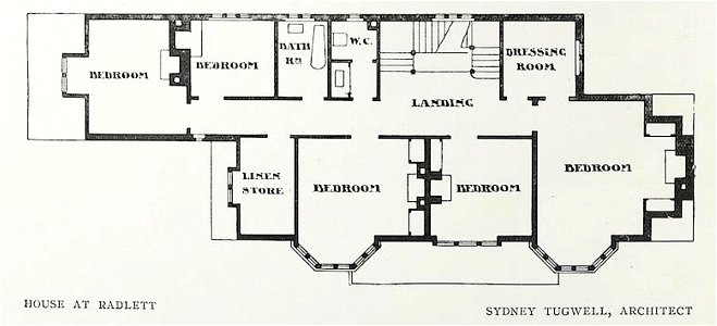 House at Radlett (first floor plan). Free illustration for personal and commercial use.