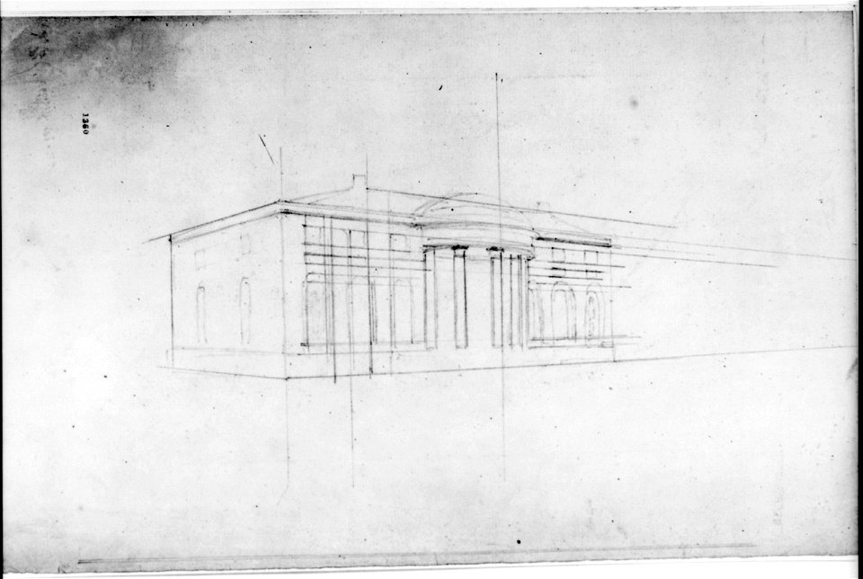 House (Tudor Place) for Thomas and Martha Custis Peter, 1644 31st Street, N.W., Georgetown, Washington, D.C. Perspective sketch LCCN2002712415