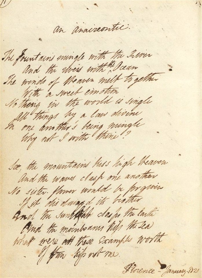 Houghton MS Eng 258.2 - Shelley, An anacreontic