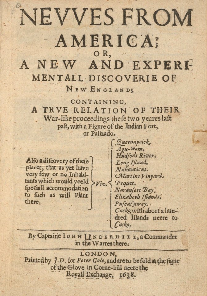 Houghton STC 24518 - Underhill, Newes from America, title