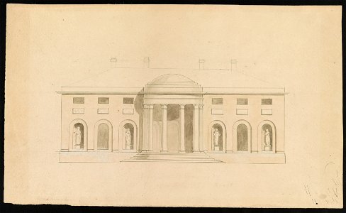 House (Tudor Place) for Thomas and Martha Custis Peter, 1644 31st Street, N.W., Georgetown, Washington, D.C. Front elevation rendering LCCN2015648980