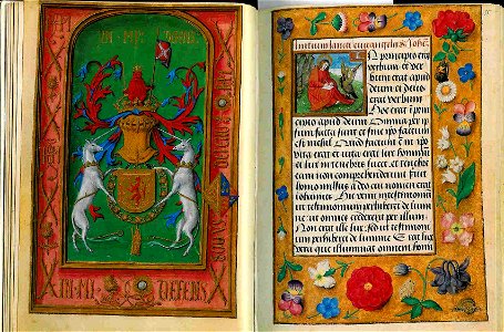 Hours of James IV of Scotland - ÖNB Ms.1897 f.14v-15 - Armis of Margaret Tudor