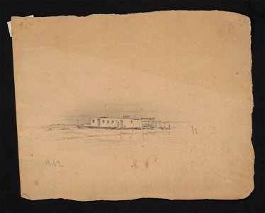 Houseboat docked near grassland near shore) 1842 LCCN2016645619