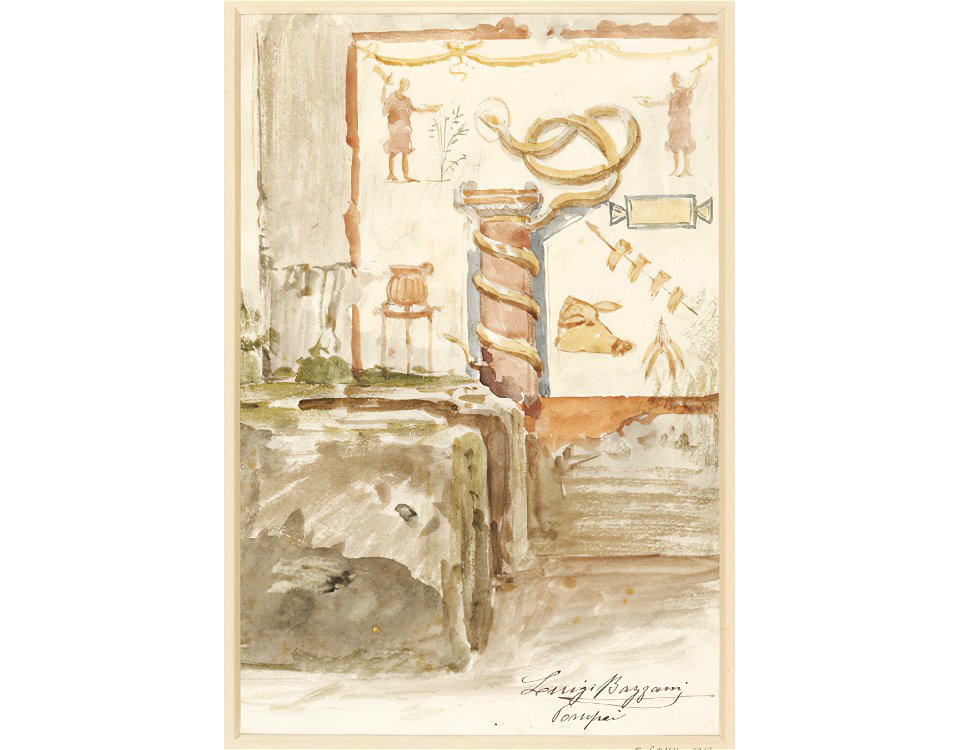 House of A Octavius Primus in Pompeii, watercolor by Luigi Bazzani