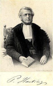 HUA-104944-Portret van P Harting geboren 1812 hoogleraar in de wis en natuurkunde aan de Utrechtse hogeschool 1843 1882 overleden 1885 Te halve lijve rechts zitt