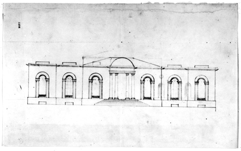 House (Tudor Place) for Thomas and Martha Custis Peter, 1644 31st Street, N.W., Georgetown, Washington, D.C. Front elevation with sketch LCCN2002712413